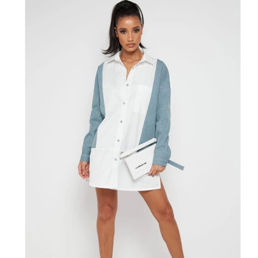 NWT Maniere de Voir Denim Panel Shirt Dress